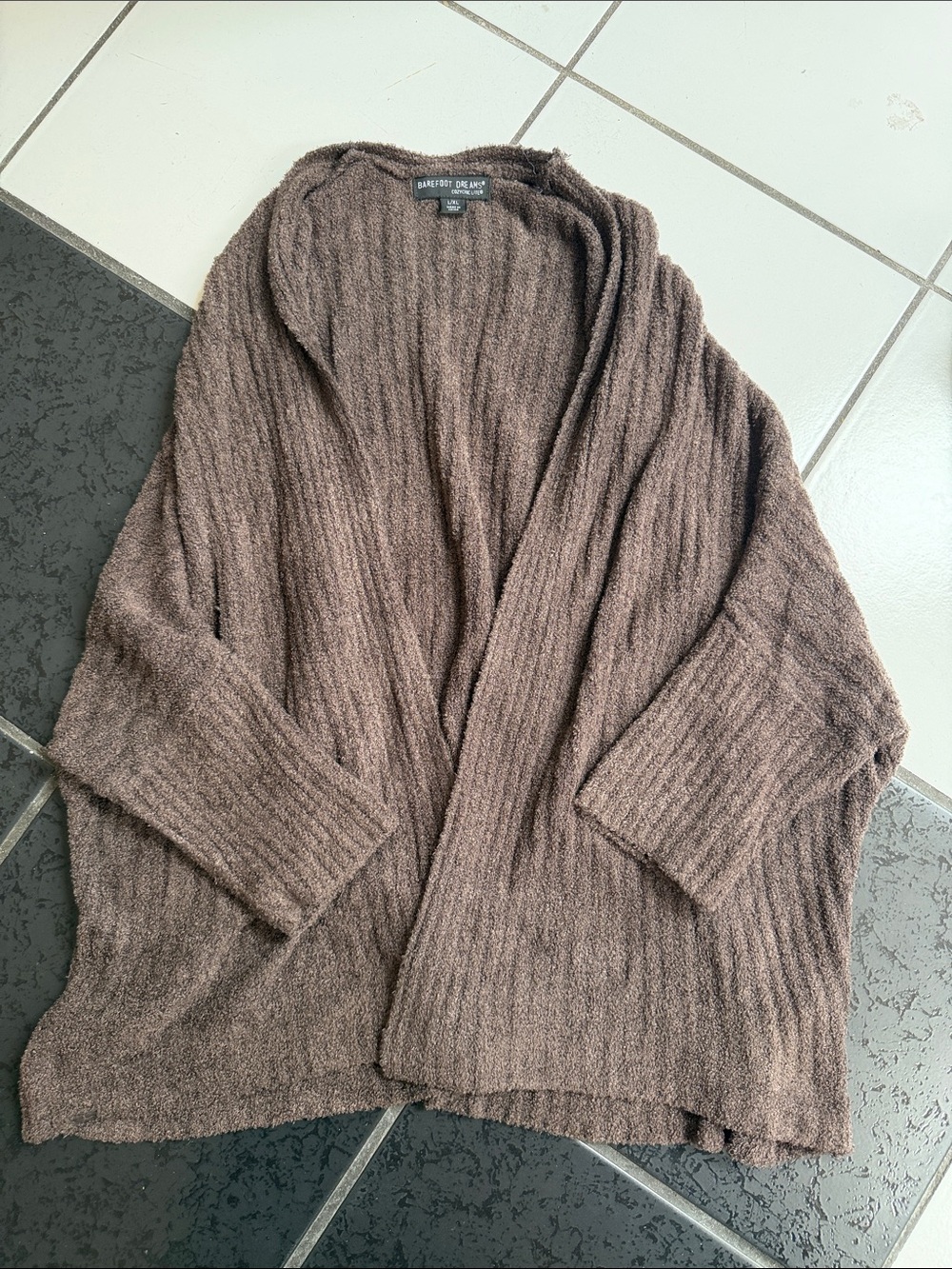 Barefoot Dreams Open Ribbed Cardigan - Brown